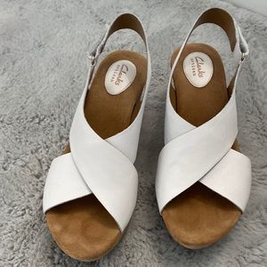 Clarks Artisan White Wedge Sandal